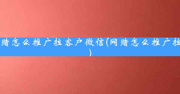 网赌怎么推广拉客户微信(网赌怎么推广拉人)