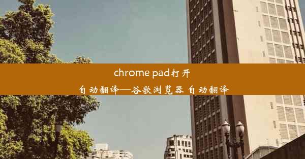 chrome pad打开自动翻译—谷歌浏览器 自动翻译