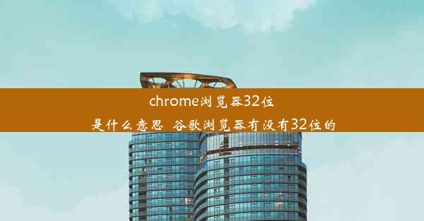 chrome浏览器32位是什么意思_谷歌浏览器有没有32位的