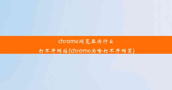 chrome浏览器为什么打不开网站(chrome为啥打不开网页)