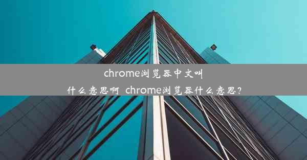 chrome浏览器中文叫什么意思啊_chrome浏览器什么意思？